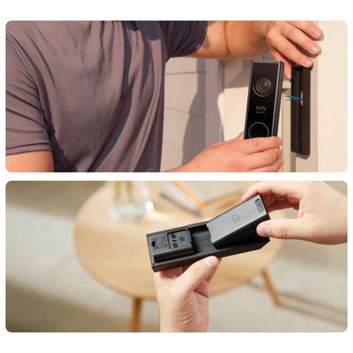 Open Box - eufy Wi-Fi 2K Dual Camera Video Doorbell with Chime - Black/White