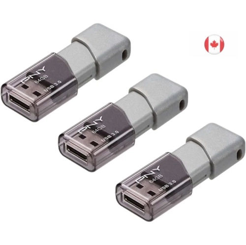 64GB Turbo Attaché 3 USB 3.0 Flash Drive 3-Pack - Grey