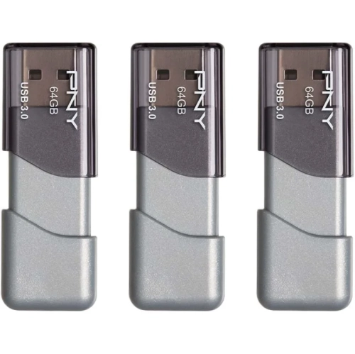 64GB Turbo Attaché 3 USB 3.0 Flash Drive 3-Pack - Grey