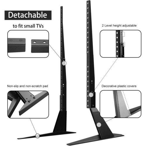 Universal TV Stand with Metal Legs for 22-65 Inch Flat & Curved TVs - Height Adjustable, VESA 75x75mm to 800x400mm