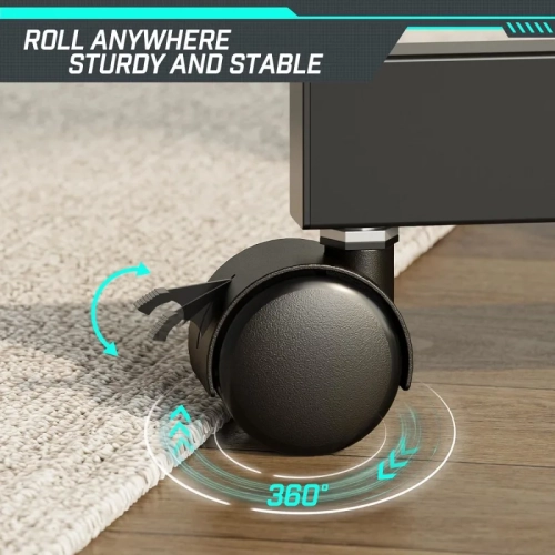 Chariot pour téléviseur mobile avec prise de courant, meuble à roulettes pour téléviseur plat et incurvé de 23-60 po, hauteur réglable, tablette AV,