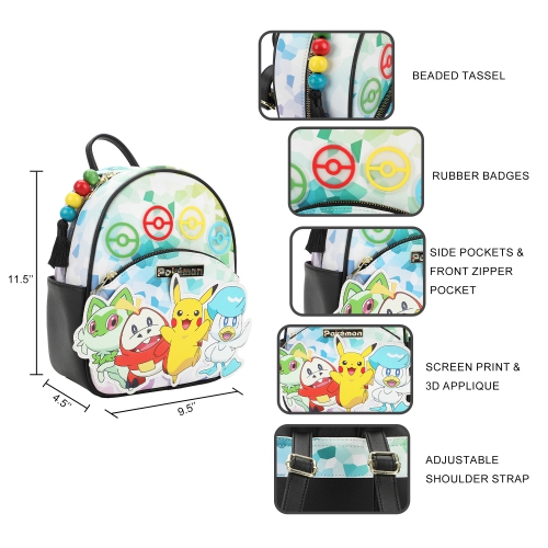 Pokémon Scarlet and Violet Starters Rubber Badges 11" Mini Backpack