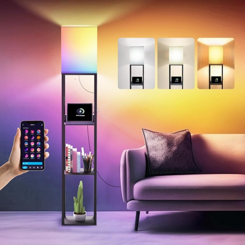 Nopoor 25.4 x 25.4 x 162 cm Contemporary Floor Lamps Allow Wireless Charging Black