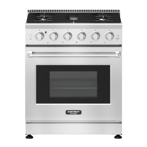 Costway 30" Natural Gas Range 120V with 5 Burners Cooktop & 4.55 Cu.Ft. Convection Oven