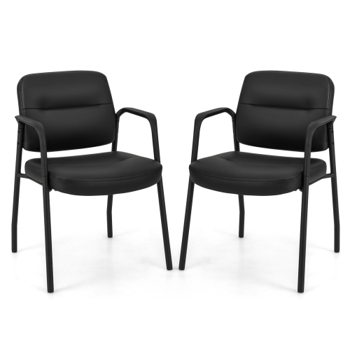 Costway Waiting Room Chair No Wheels Set of 2 with Integrated Armrests for Reception