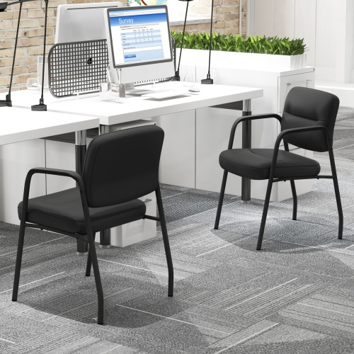 Costway Waiting Room Chair No Wheels Set of 2 with Integrated Armrests for Reception