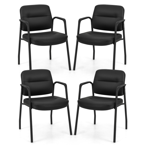 Costway Waiting Room Chair No Wheels Set of 4 with Integrated Armrests for Reception