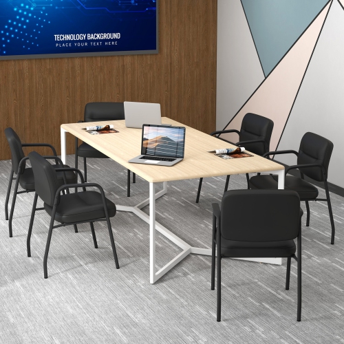 Costway Waiting Room Chair No Wheels Set of 6 with Integrated Armrests for Reception