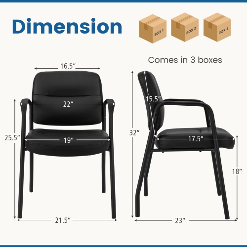 Costway Waiting Room Chair No Wheels Set of 6 with Integrated Armrests for Reception