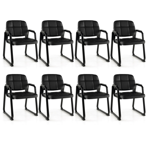 COSTWAY  Waiting Room Chair Set Of 8 Upholstered Guest Conference Chair With Armrest