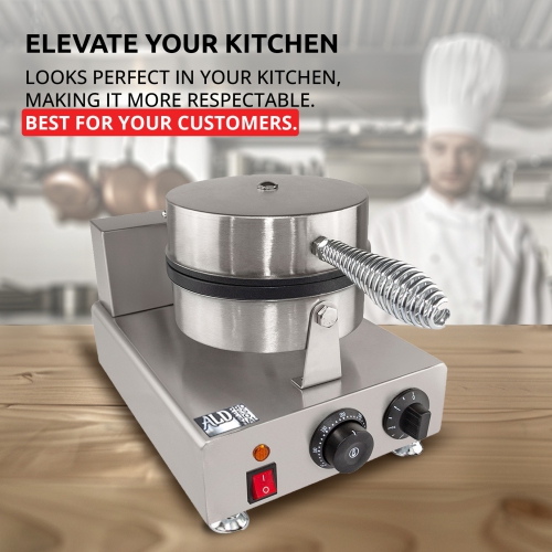 Machine à cornets gaufrés AP-598 | Machine à cornets à crème glacée électrique | Acier inoxydable | Antiadhésif | Commande manuelle | 110&nbsp;V