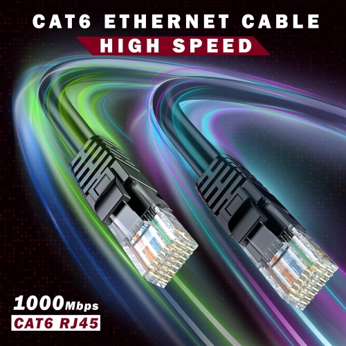 Cat 6 Ethernet Cable 50 Ft, 100% Pure Copper, Cat6 Cable LAN Cable, Internet Cable, Patch Cable and Network