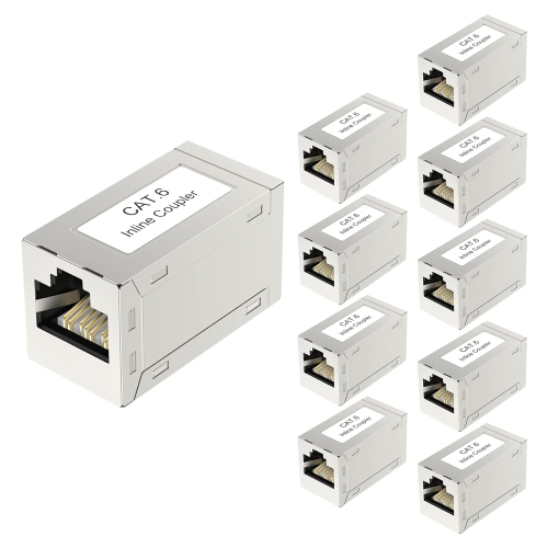 UNKNOWN  Rj45 Cat6 Coupler Shielded 10-Pack, Ethernet Cable Extender Cat6/cat5E/cat5 Inline Coupler Poe Female to Female