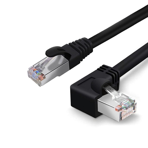 Cat6 Ethernet Cable 90 Degree Down Angle Black, CAT 6 Ethernet Patch Cable RJ45 LAN Cable Gigabit Network