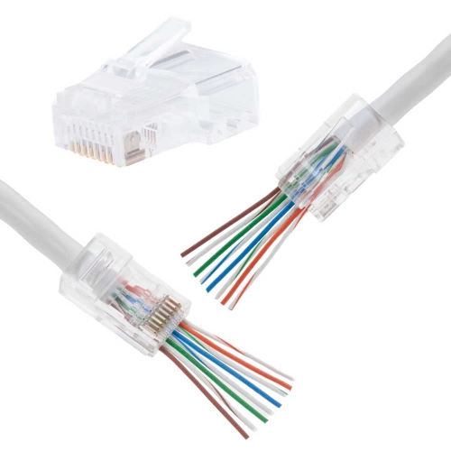 UNKNOWN  Rj45 Crimp End Pass Through Connector 8P8C Utp Network Plug Cat6 Cable 20PCs Plated … (20) In Gold