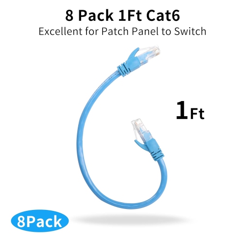 Short Cat6 Ethernet Patch Cable 1ft,High Speed Internet Network Cable LAN Patch Cables with Rj45 Connectors