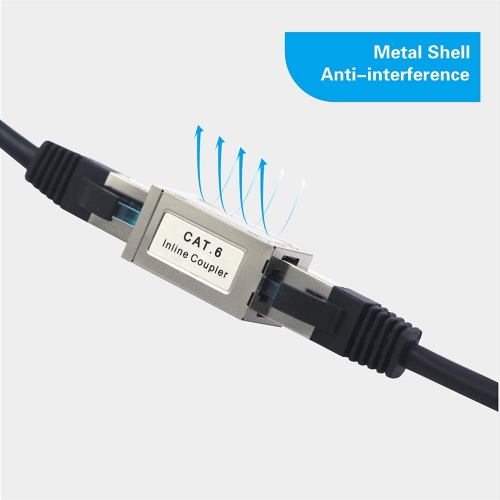 RJ45 Cat6 Coupler Shielded, Ethernet Cable Extender CAT6/CAT5E/CAT5 Inline Coupler PoE Female to Female