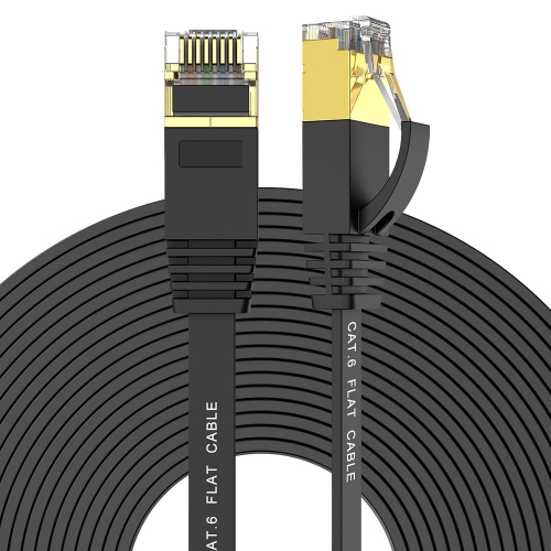 UNKNOWN  Cat 6 Ethernet Cable 25 Ft Flat Cord With Clips, High Speed Internet Network Cable, Faster Than Cat5E Cat5-7.6M In Black