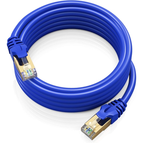 UNKNOWN  Cat7 Flat Ethernet Cable 6 Feet - – Rj45 Gold-Plated Connectors. 600 Mhz, for Computers Network Components In Blue