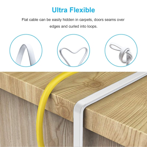 Câble Ethernet CAT 8, câble de raccordement plat SFTP CAT8 2000 MHz 40 Gb/s haute vitesse 25 pi, câble réseau LAN Gigabit Internet