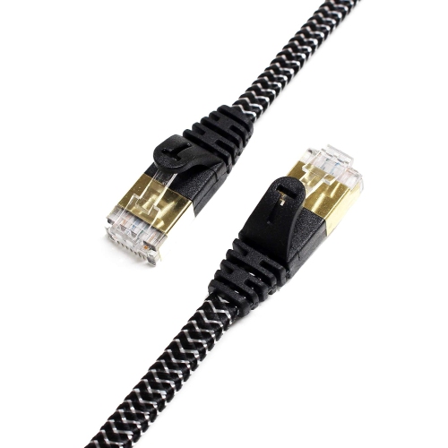 UNKNOWN  - 6Ft - Cat7 10 Gigabit Ethernet Ultra Flat Patch Cable for Modem Router LAN Network - Braided Jacket In Gold