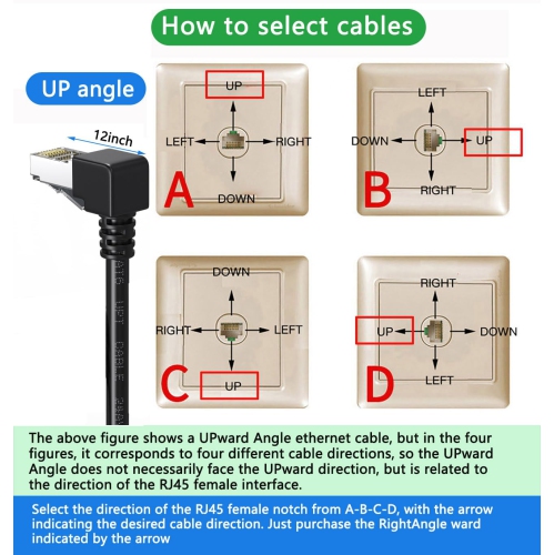 CAT6 Shield Ethernet Patch Cable 90 Degree Upward Right Angle, FTP Cat6e Gigabit rj45 Right Angle ethernet