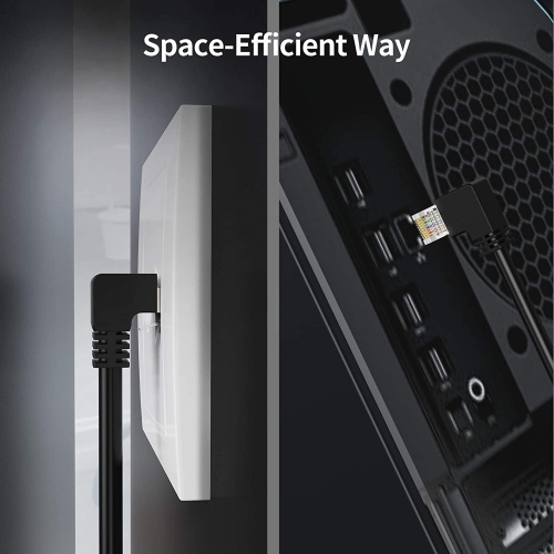CAT6 Shield Ethernet Patch Cable 90 Degree Upward Right Angle, FTP Cat6e Gigabit rj45 Right Angle ethernet