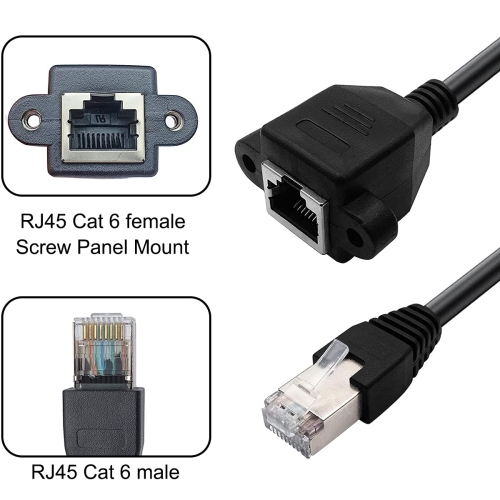 4 Pack Ethernet Extension Cable, CAT6 LAN RJ45 Network Patch Cord Male to Female Screw Panel Mount for Router