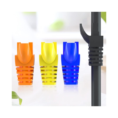 50 Pcs Cat5 Cat5E Cat6 Strain Relief Boot, RJ45 Plug Connector Cover Modular Network Plug Connector Cap Cable Connector