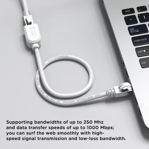 Ethernet Extension Cable White 10FT, CAT6 UTP Ethernet RJ45 Extension Male/Female Patch Cords for Router Modem