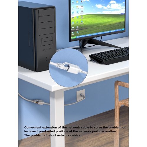 Ethernet Extension Cable White 10FT, CAT6 UTP Ethernet RJ45 Extension Male/Female Patch Cords for Router Modem