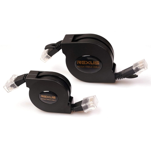 Retractable Cat 6 Flat Ethernet Network Cable 6.6 FT, 10 Gigabit High Speed LAN Wires Internet Patch Cable