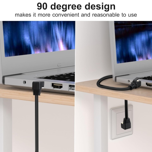 Cat 7 Ethernet Cable 4 Feet,90 Degree (Right Angle UP + Right Angle Down), CAT7 RJ45 LAN Network Patch Cord,