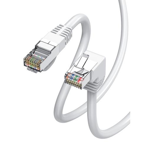 Cat6 90 Degree Ethernet Cable Right Angle White CAT 6 Ethernet Patch Cable -Down Angle-20FT Right Angle Ethernet