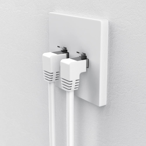 Cat6 90 Degree Ethernet Cable Right Angle White CAT 6 Ethernet Patch Cable -Down Angle-20FT Right Angle Ethernet