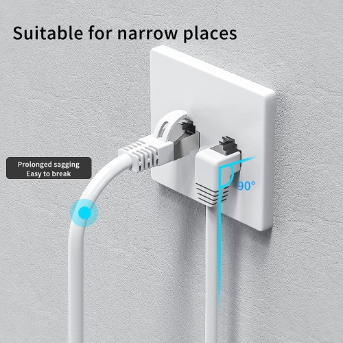 Cat6 90 Degree Ethernet Cable Right Angle White CAT 6 Ethernet Patch Cable -Down Angle-20FT Right Angle Ethernet