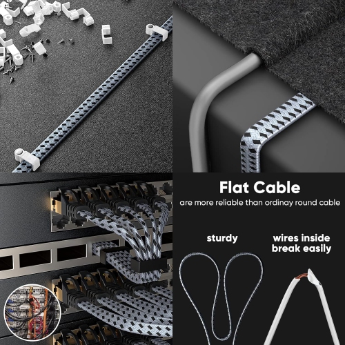 Cat 8 Ethernet Cable 30 FT, Nylon Braided High Speed Cat8 Network LAN Patch Cord, 40Gbps 2000Mhz Shielded RJ45