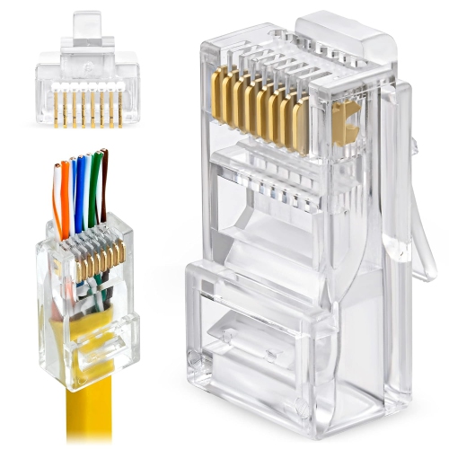 Connecteurs à intercommunication RJ45 Cat6, paquet de 50 | connecteur modulaire pour câble réseau UTP solide ou toronné | mâle