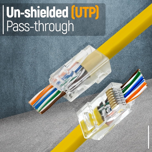 Connecteurs à intercommunication RJ45 Cat6, paquet de 50 | connecteur modulaire pour câble réseau UTP solide ou toronné | mâle