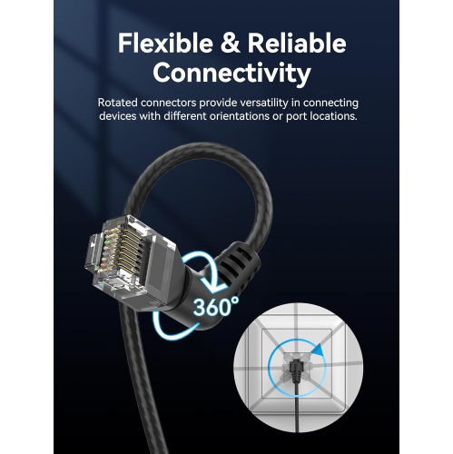 Cat 6 Ethernet Patch Cable cat6 LAN Network Cord 360° Rotation Dual-Curved Head Design Ultra fine High Speed