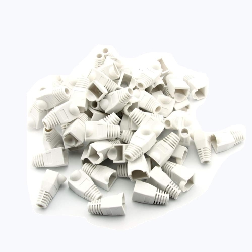 Bluesky 100 Pcs White Soft Plastic CAT5E CAT6 Ethernet RJ45 Cable Cap Connector Boots Plug Cover Strain Relief Boots