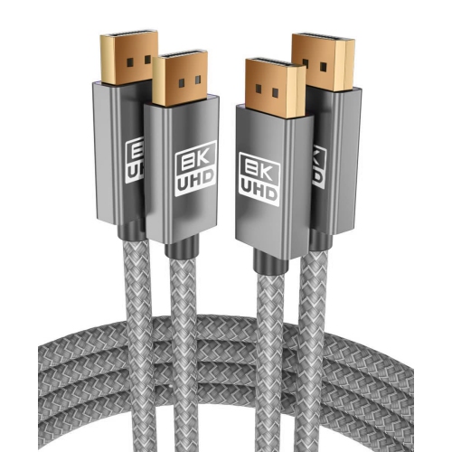 UNKNOWN  8K 60Hz Displayport Cable 6.6Ft (2-Pack), Dp 1.4 Male Ultra High Speed Cord for Laptop/pc/tv/gaming