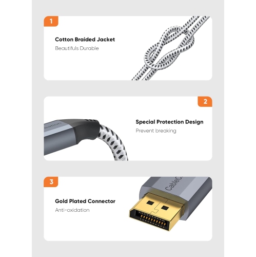 DisplayPort to DisplayPort Cable 6.6ft, 8K DisplayPort Cable 1.4 Gold Plated