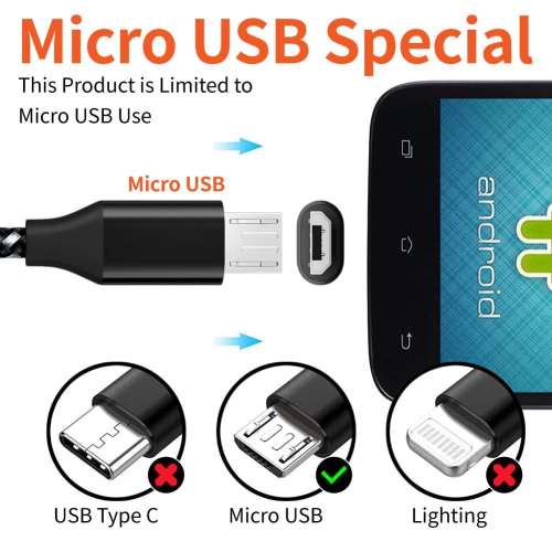 Micro USB Cable, [2 Pack] Android Charger Cables Micro USB to USB A Nylon Braided Charge Cord Wire Compatible