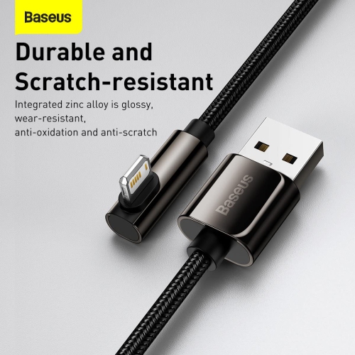 [Lightning] USB-A to Lightning 2.4A Super Fast Charging Cable & Data Sync Cord USB 90 Degree Right Angle Design