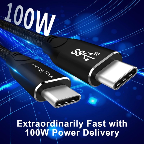 4K USB C Cable 100W 0.5M, USB 3.2 Gen 2 X 2 20Gbps Data Transfer PD Fast Charging USB C 3.1 Type C