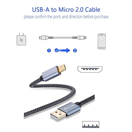 Micro USB Cable 20ft, Long Fast Charging & Sync Android Charger,Braided Nylon Micro USB Cables for Samsung