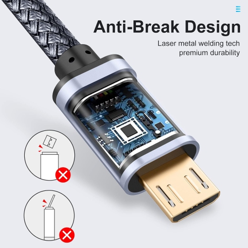 Micro USB Cable 20 Ft/6M,Long Android Charger Cable,Nylon Braided Durable Fast Phone Cord Charging for Samsung