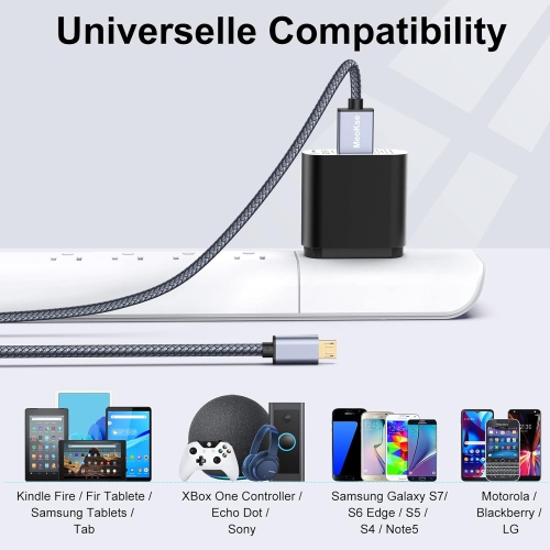 Micro USB Cable 20 Ft/6M,Long Android Charger Cable,Nylon Braided Durable Fast Phone Cord Charging for Samsung