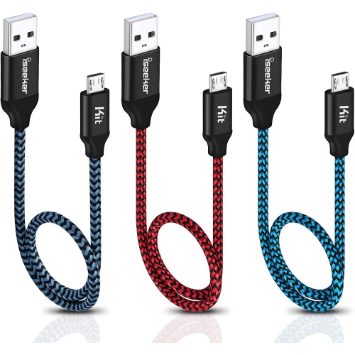 UNKNOWN  Micro USB Cable 1Ft, Short Nylon Braided Fast Charger Cable USB to Micro USB 2.0 Android Charging Cord